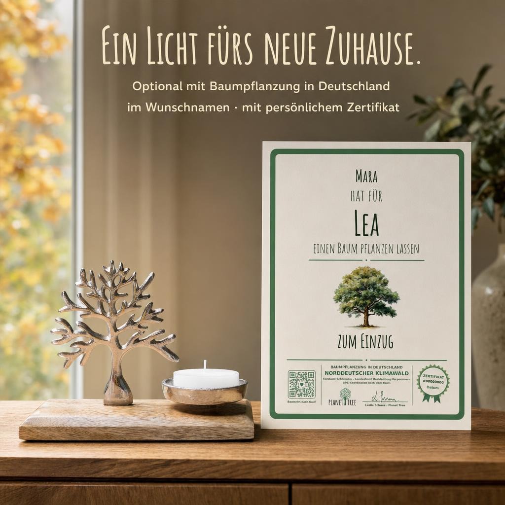 Silberner Lebensbaum mit Teelichthalter – Ein persönliches Geschenk zum Einzug